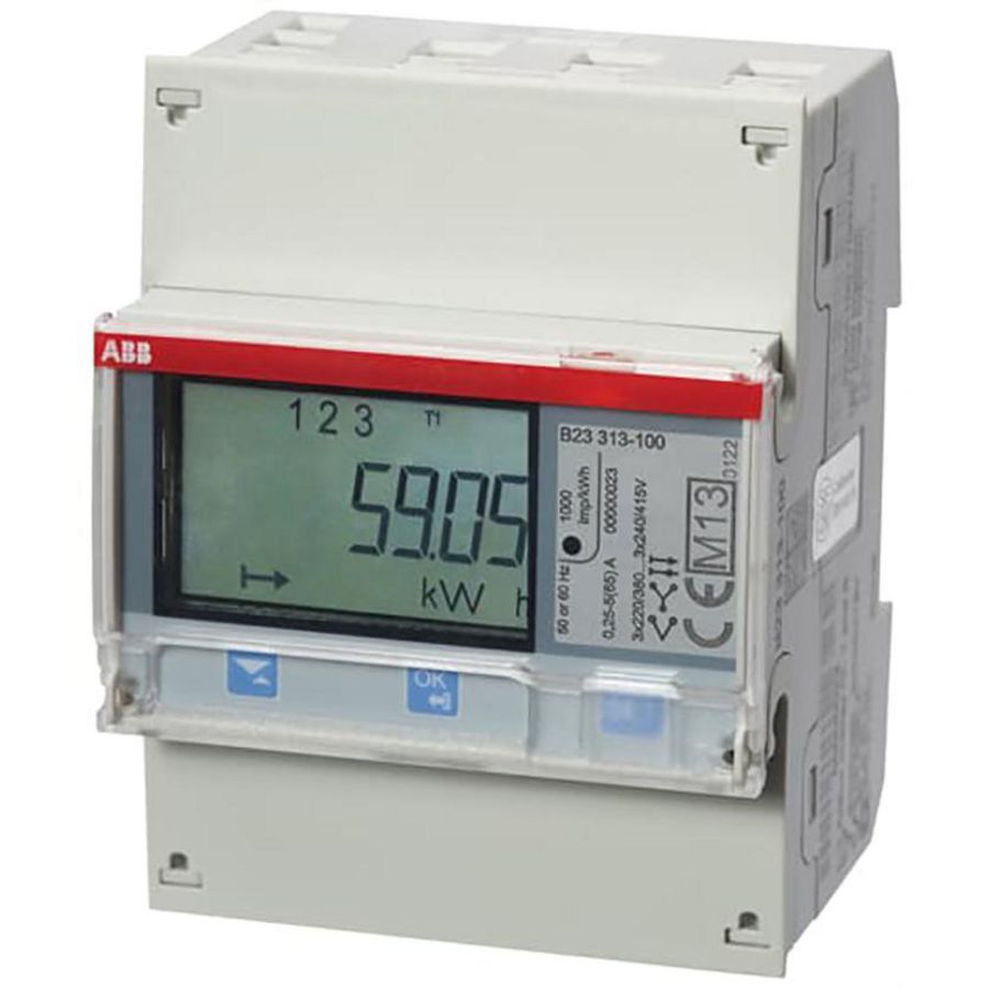 Elektriciteitsmeter 3 fase direct 65A 230/400V AC klasse B