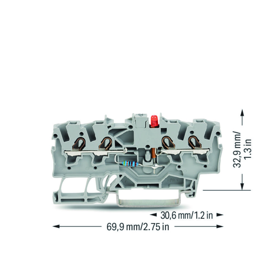Moduleklem 4-draads LED rood 2001-1421/1000-434 VVE=100