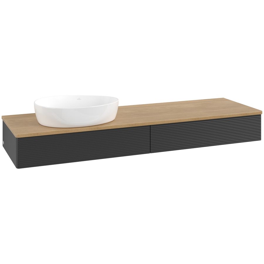 Wastafelonderkast Antao 1600x190x500mm Black Matt Lacquer L15111PD