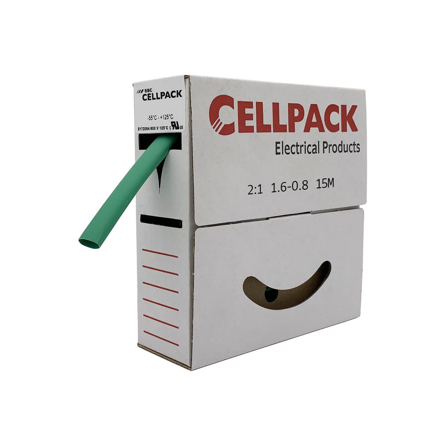 Lengte a 15m. Krimpkous/afr. dunw 2:1 SB/1.6-0.8/groen VVE=5