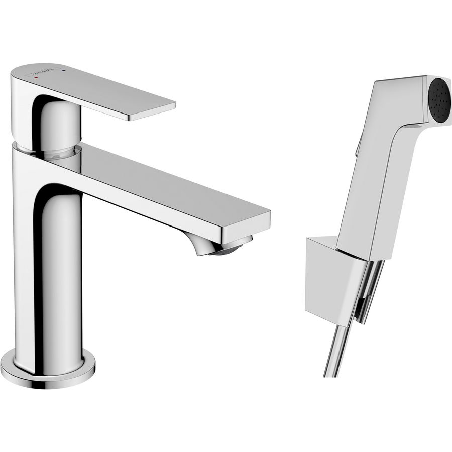 Rebris E 1-hendel wastafelkraan 110 met bidet handdouche en doucheslang 160cm chroom