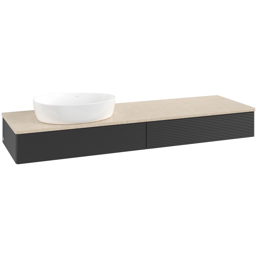 Wastafelonderkast Antao 1600x190x500mm Black Matt Lacquer L15113PD