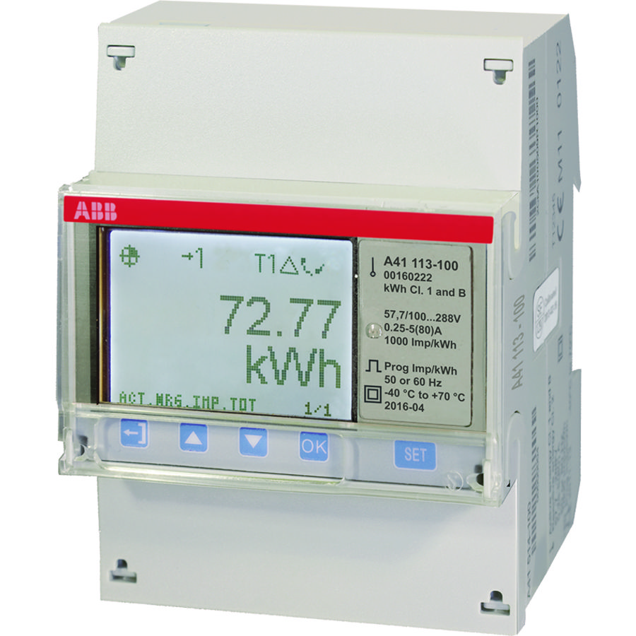 Elektriciteitsmeter 1 fase direct 80A 57-288V AC klasse B