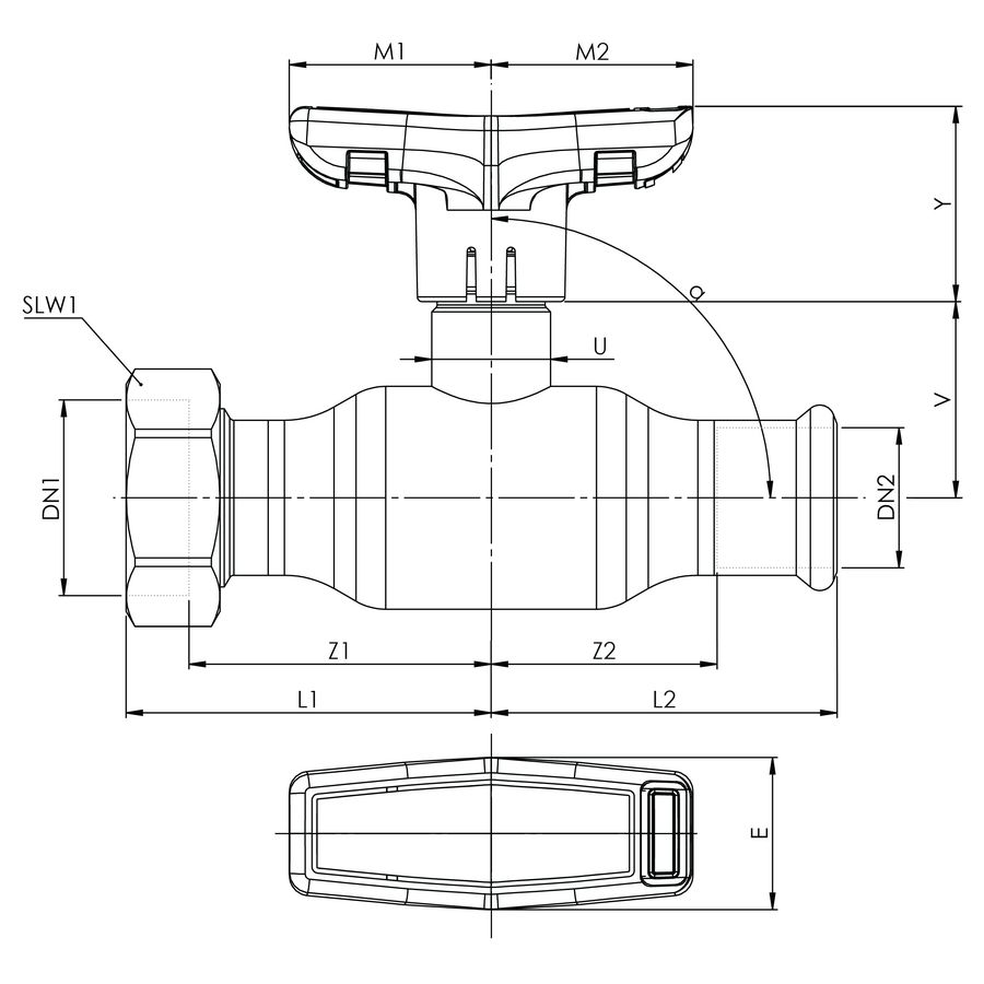 Kogelafsluiter Apollo FullFlow staalverzinkt 15xG3/4" press x wartel T-hendel
