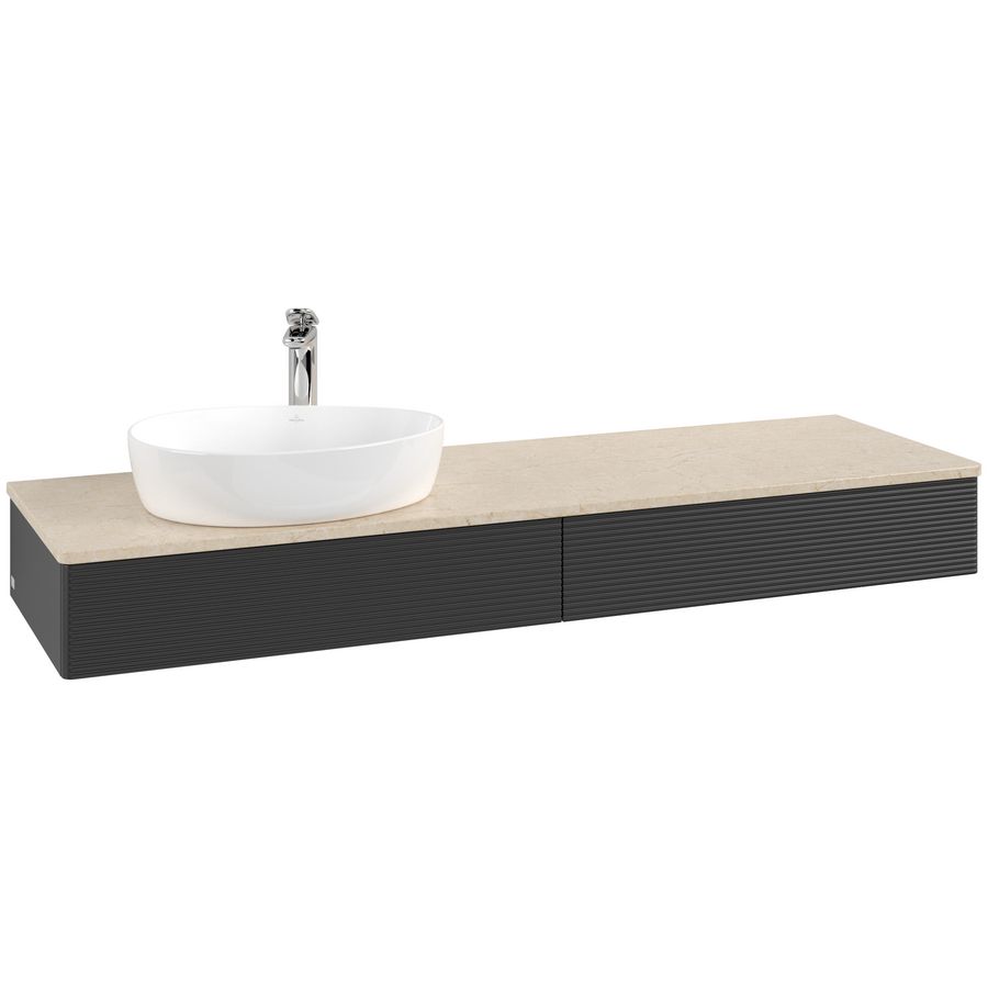 Wastafelonderkast Antao 1600x190x500mm Black Matt Lacquer L15153PD