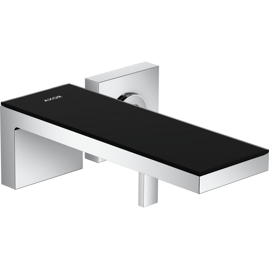 AXOR MyEdition 1-hendel wastafelmengkraan afbouwdeel voor wandmontage rozet voorsprong 221 mm en afv chroom/zwart glas