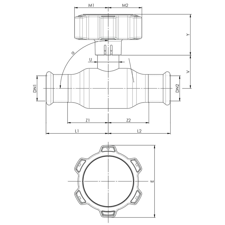 Kogelafsluiter Apollo FullFlow RVS 54mm 2x press vertragingsknop