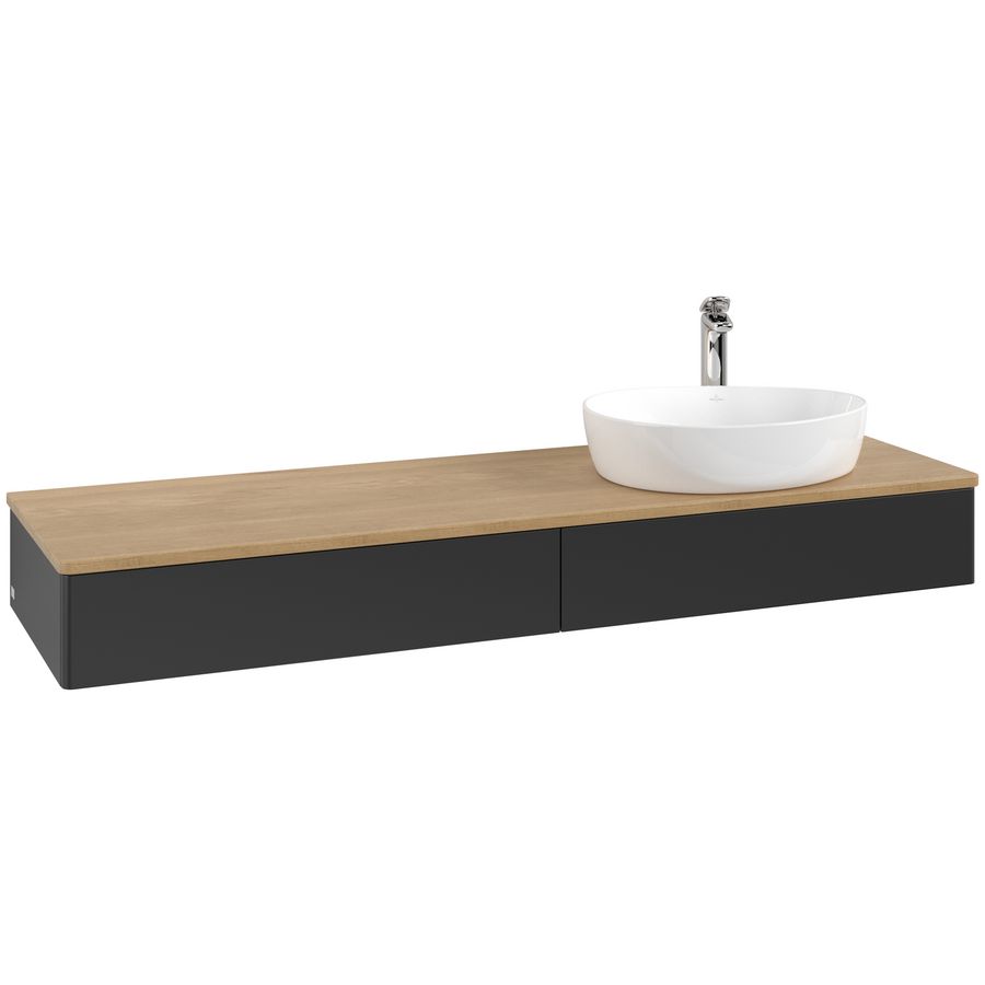 Wastafelonderkast Antao 1600x190x500mm Black Matt Lacquer L16051PD