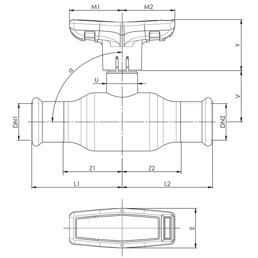 Kogelafsluiter Apollo FullFlow RVS 18mm 2x press T-hendel