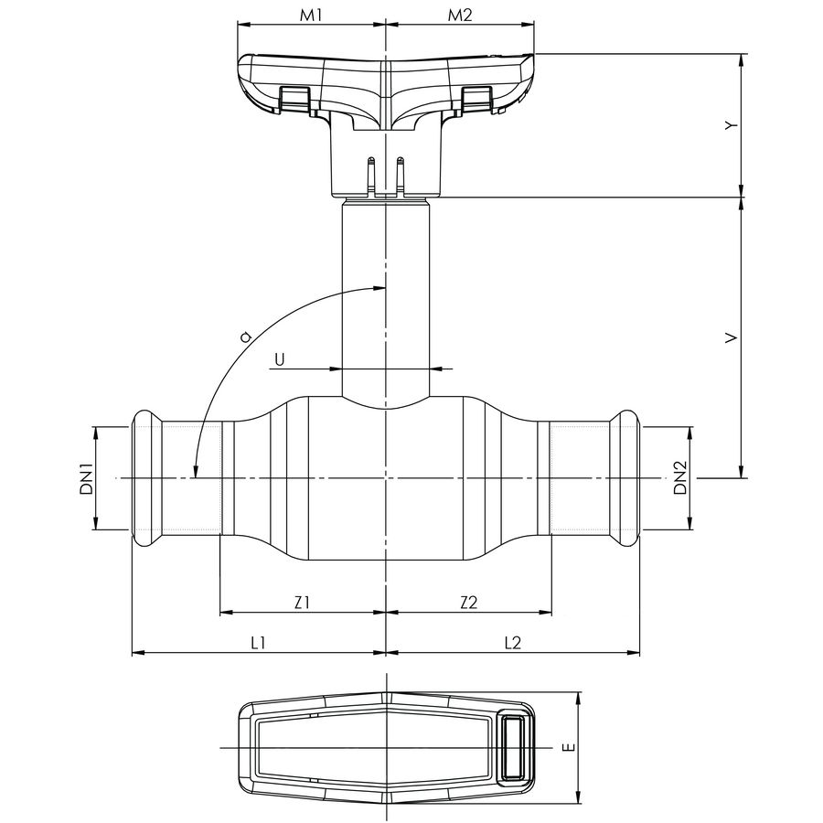 Kogelafsluiter Apollo FullFlow RVS verlengde spindel 15mm 2x press T-hendel