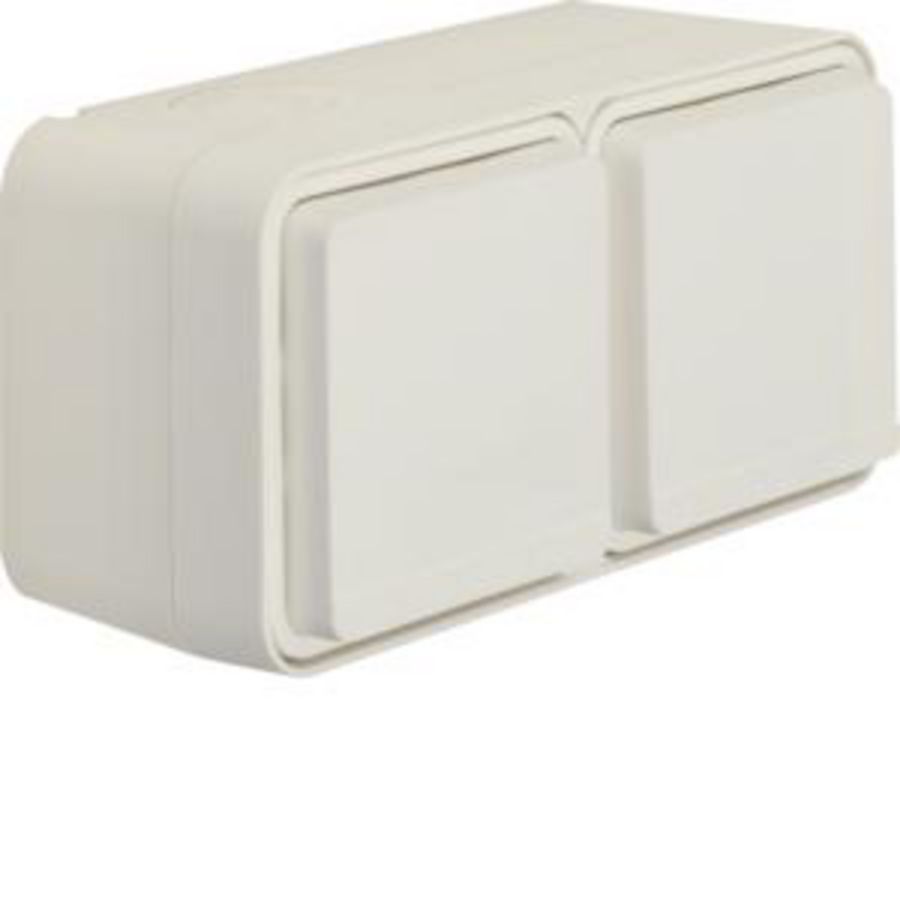 Wandcontactdoos 2-v hor. met behuizing berker W.1 p.wit