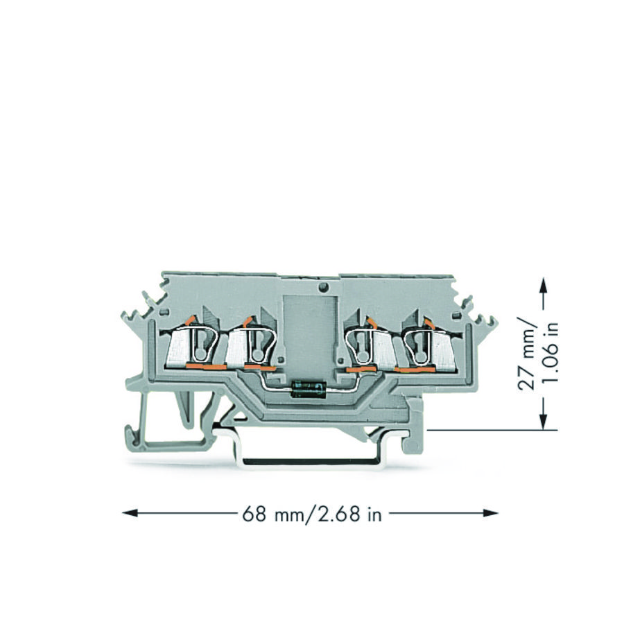 Moduleklem 4-draads+diode 1N4007 gri 279-623/281-410 VVE=100