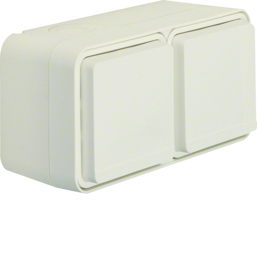 Wandcontactdoos 2-voudig horizontaal (#2)+behuizing W.1 p.wi