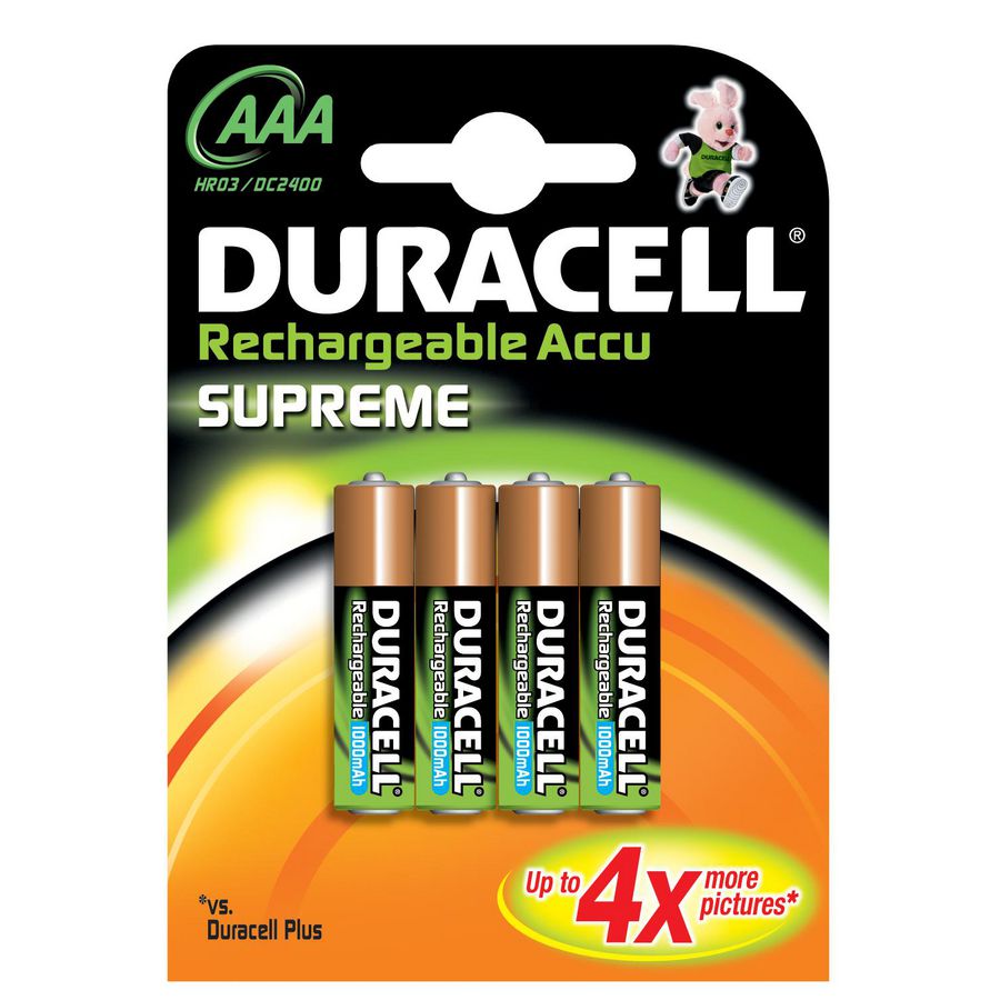 Blister a 4st. batterij HR03 Precharged Duracel VVE=10