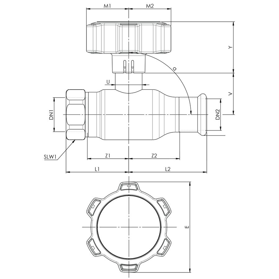 Kogelafsluiter Apollo FullFlow RVS 15xG1/2" press x bi.dr. vertragingsknop