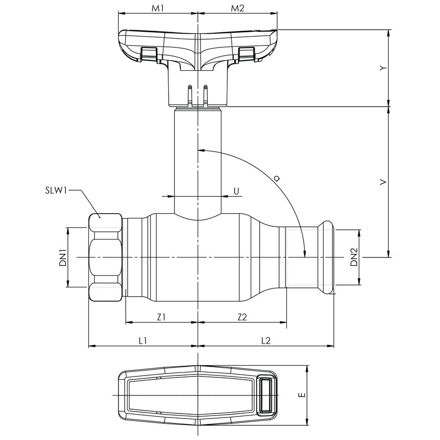 Kogelafsluiter Apollo FullFlow RVS verlengde spindel 15xG1/2" press x bi.dr. T-hendel