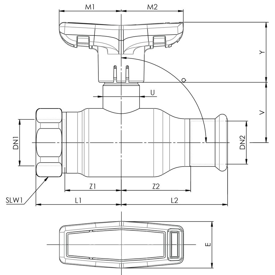 Kogelafsluiter Apollo FullFlow RVS 15xG1/2" press x bi.dr. T-hendel
