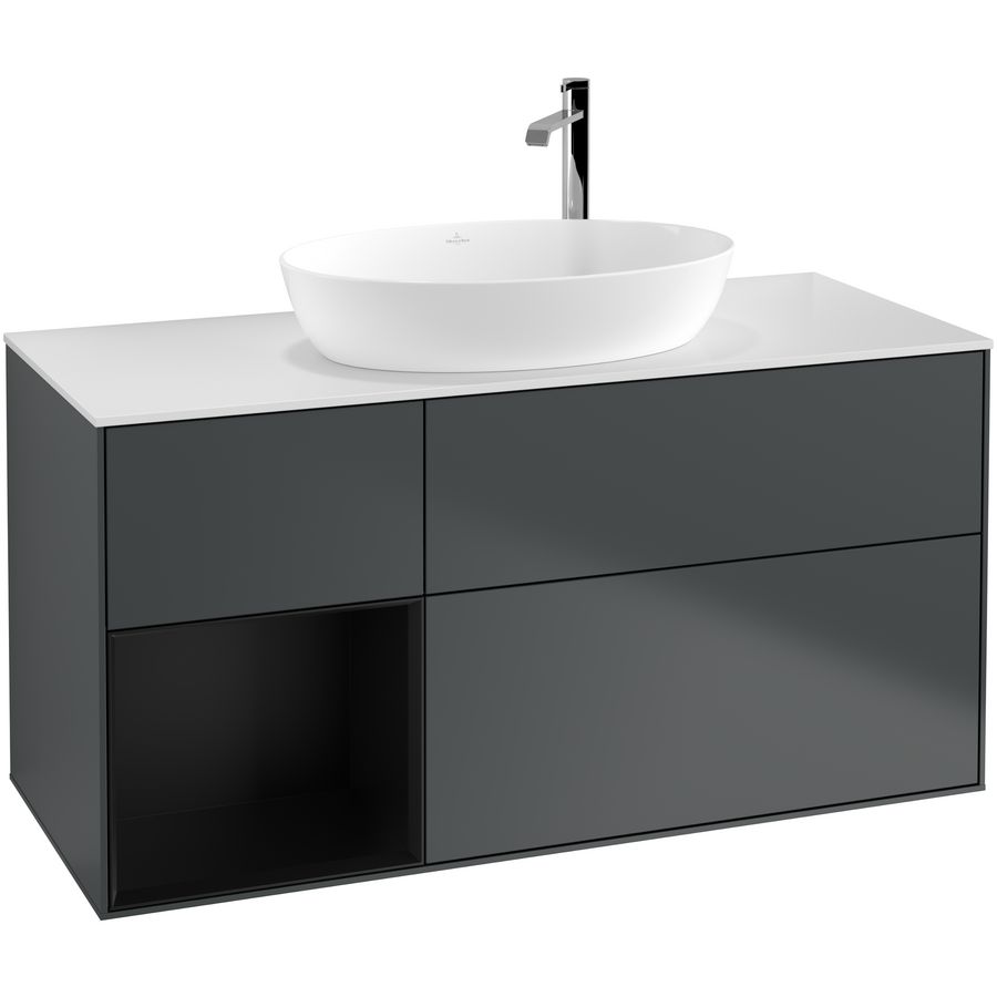 Wastafelonderkast Finion 1200x603x501mm Mid.Blue Matt Lacquer F941PDHG