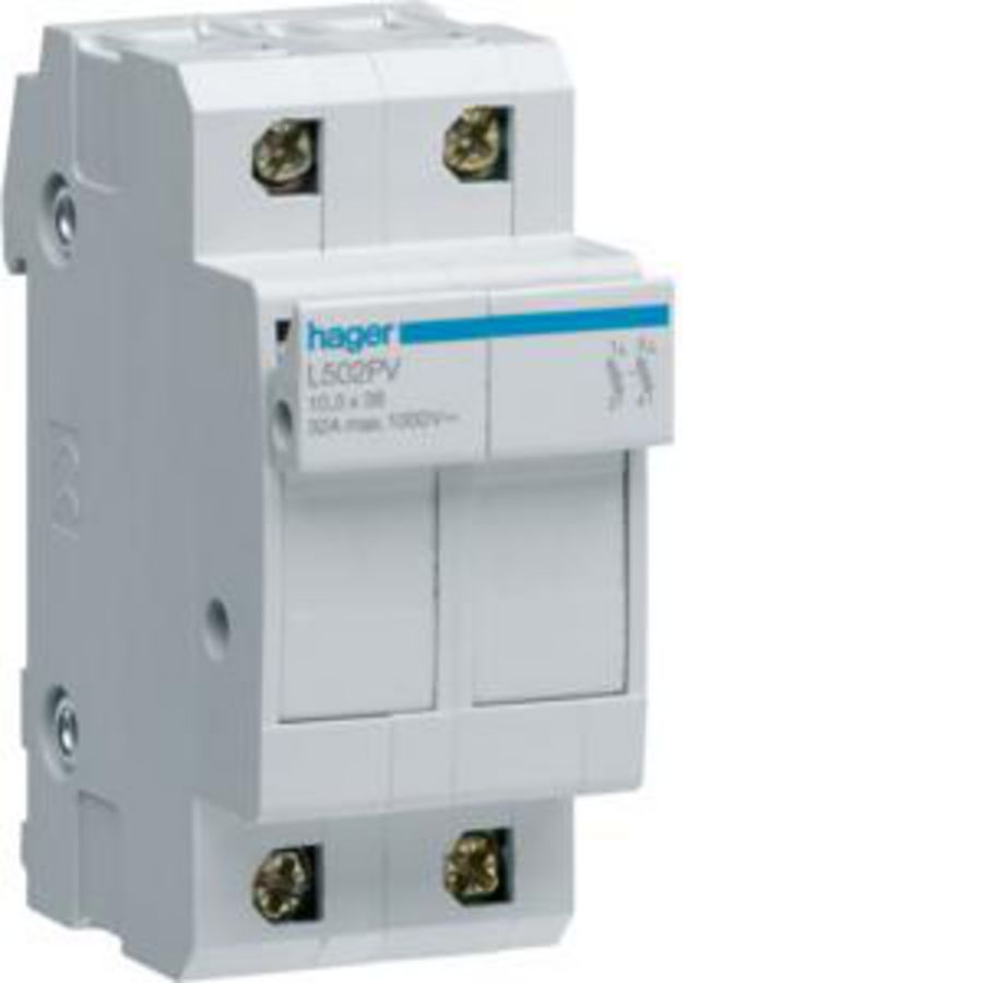Zekeringhouder Ø10x38mm 2P 32A 1000VDC 2 modulen