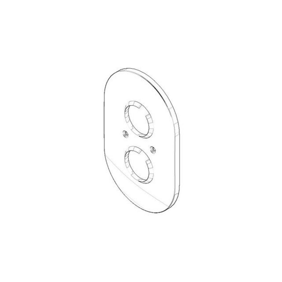 Afdekplaat debietregeling 151x241x16mm Platina gebors.