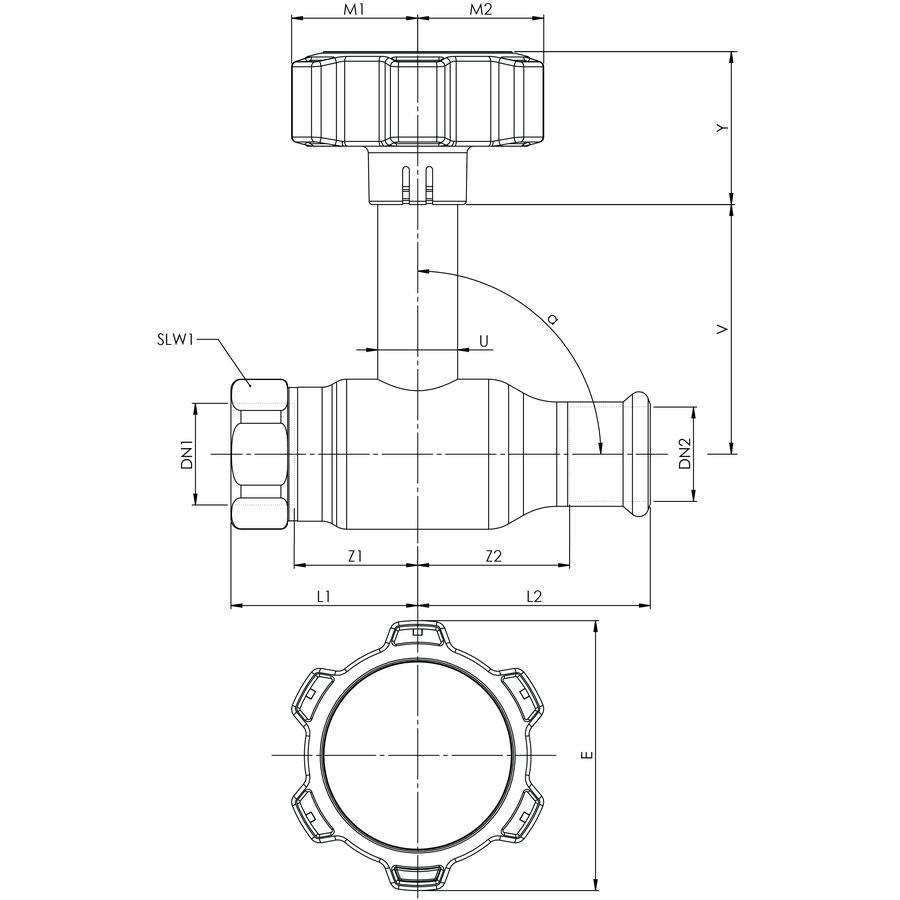 Kogelafsluiter Apollo FullFlow RVS verlengde spindel 15xG1/2" press x bi.dr. vertragingsknop