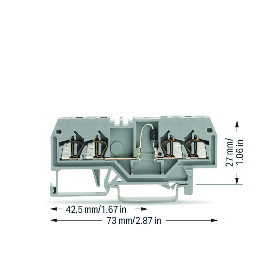 Moduleklem 4-draads+diode 1N4007 gri 279-815/281-411 VVE=100
