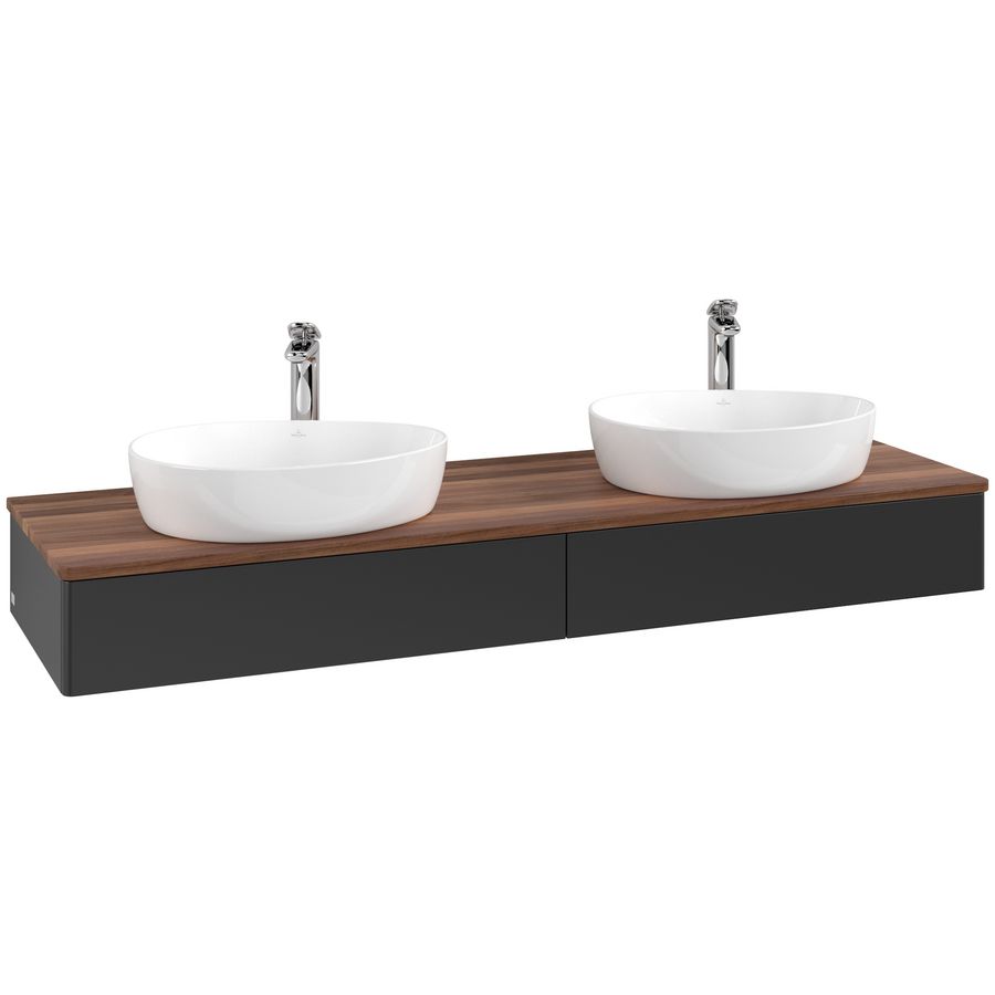 Wastafelonderkast Antao 1600x190x500mm Black Matt Lacquer L17052PD
