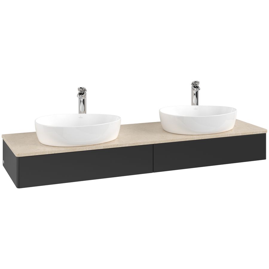 Wastafelonderkast Antao 1600x190x500mm Black Matt Lacquer L17053PD