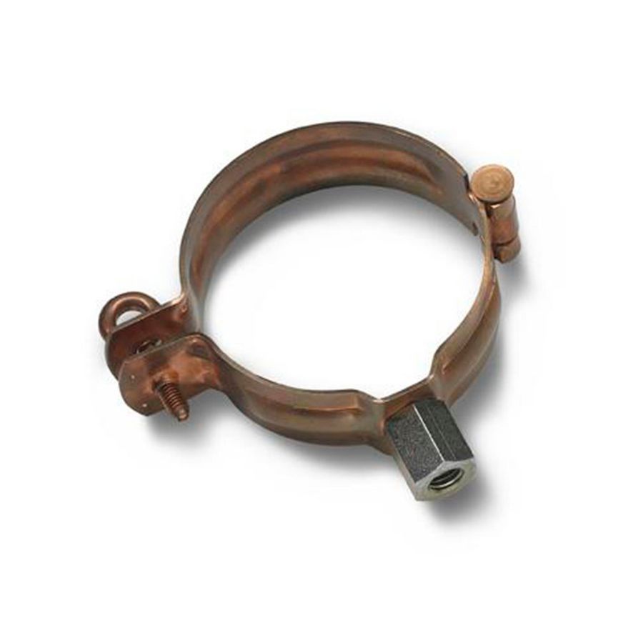 Koperen HWA scharnierpijpbeugel 80mm met moer M10 + RVS schroefoog