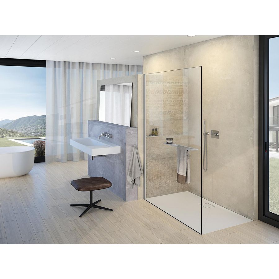 Inloopdouche Select+ 750x2000mm White helder glas 10mm incl. Shelf