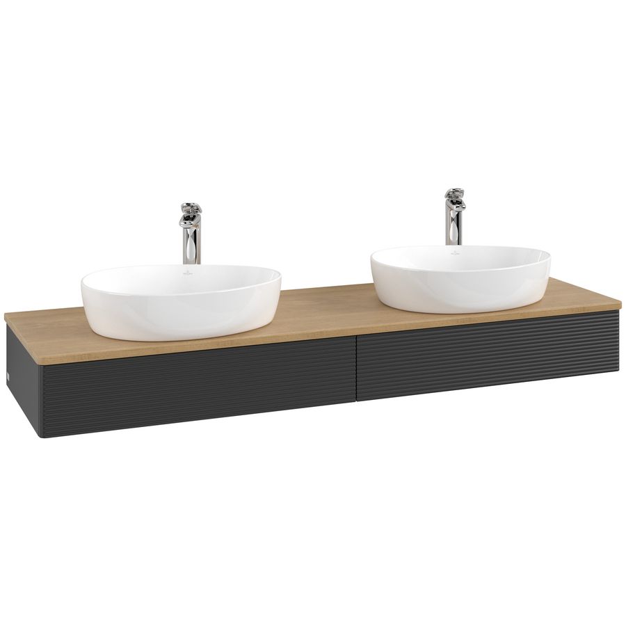 Wastafelonderkast Antao 1600x190x500mm Black Matt Lacquer L17151PD