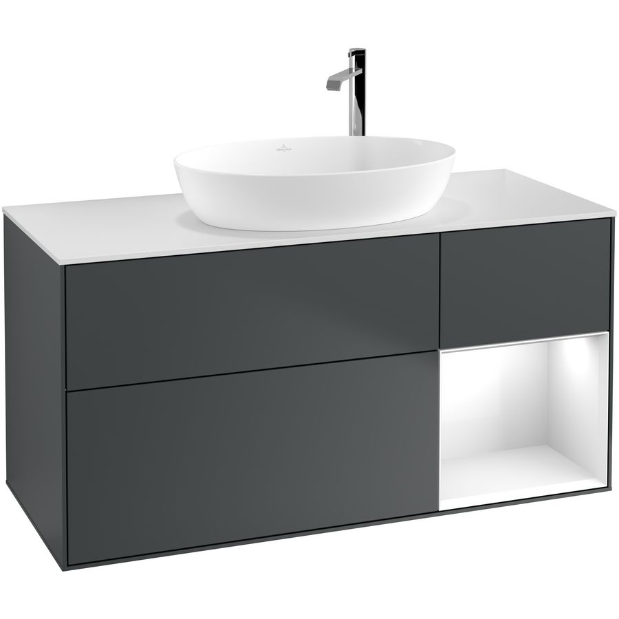 Wastafelonderkast Finion 1200x603x501mm Mid.Blue Matt Lacquer F951GFHG