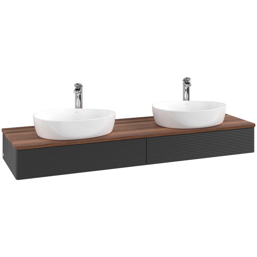 Wastafelonderkast Antao 1600x190x500mm Black Matt Lacquer L17152PD