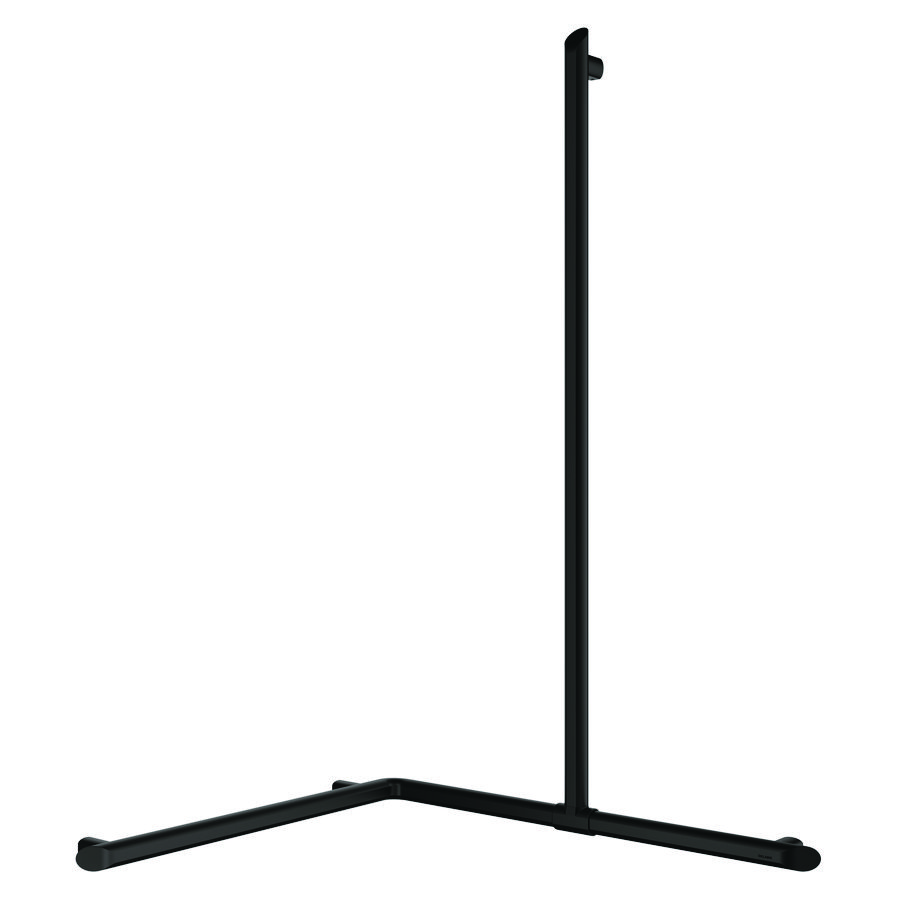 Douchestang haaks +verticale greep Ø35 alu zw.