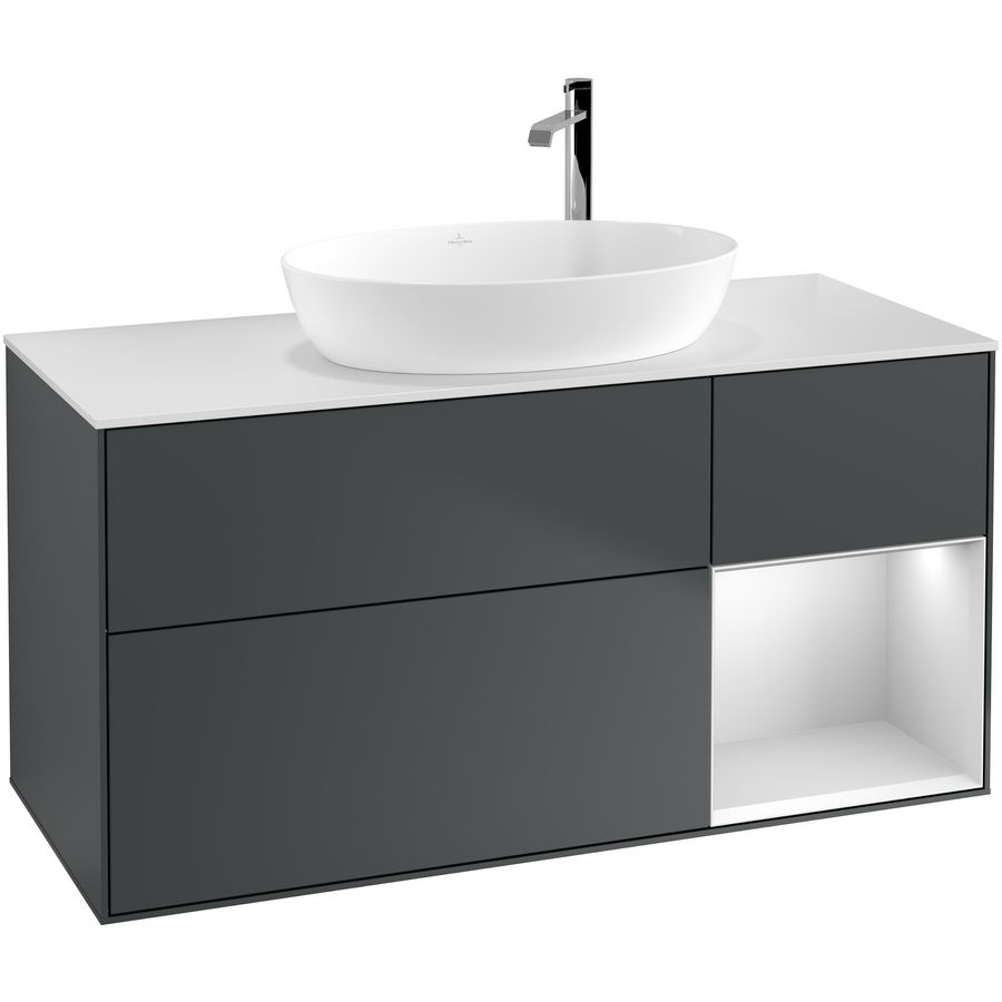 Wastafelonderkast Finion 1200x603x501mm Mid.Blue Matt Lacquer F951MTHG