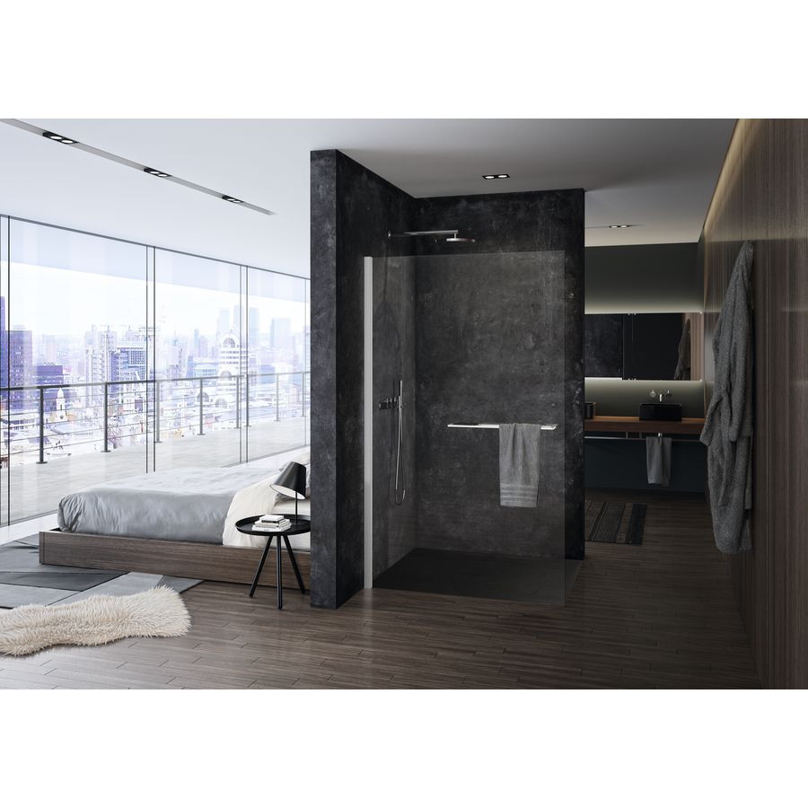 Inloopdouche Select+ 900x2000mm zilvermat helder glas 10mm incl. Shelf