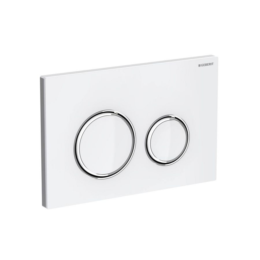 Bedieningsplaat 2-toets Sigma50 ROUND (voorheen Sigma21) 2-toets afdekplaat+toetsen: wit glas ringen+bevestigingsplaat: chroom