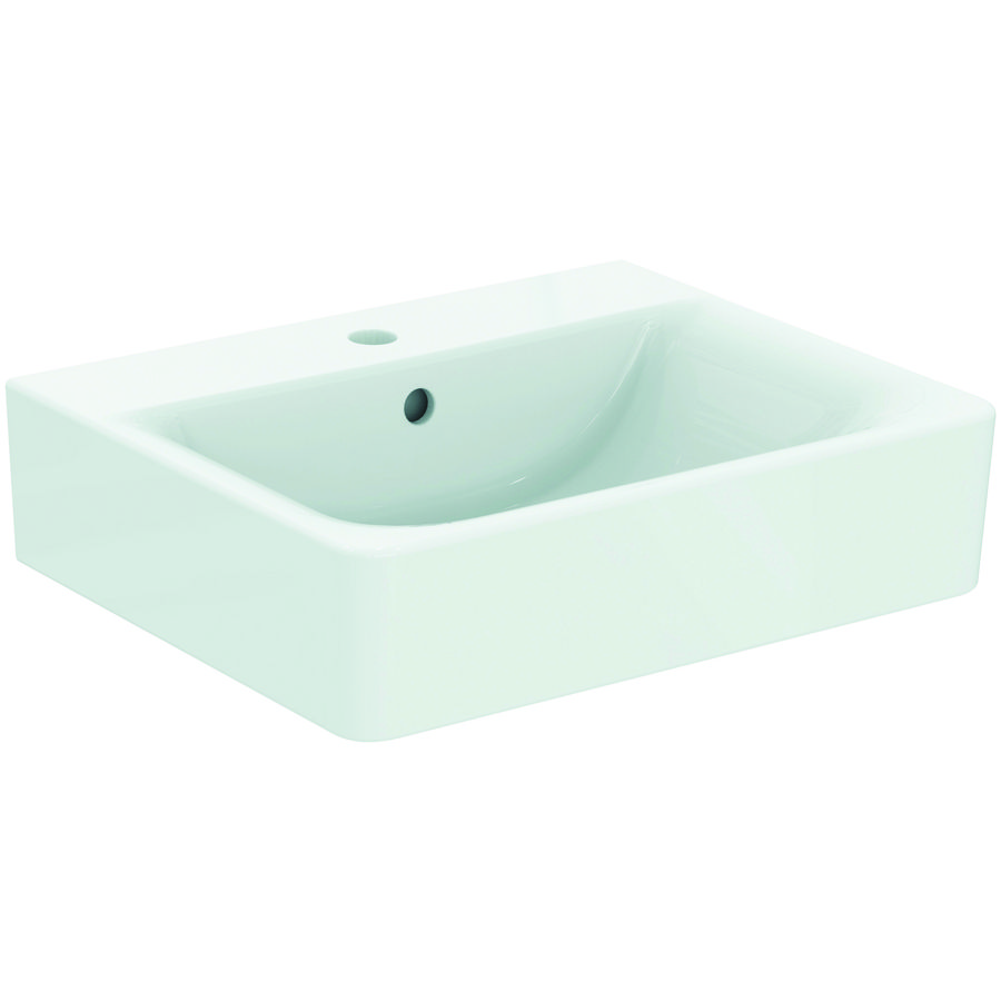 Connect Cube wastafel 550x460mm met kraangat+overloop wit 