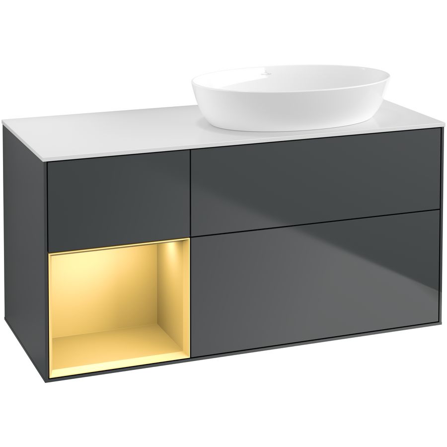 Wastafelonderkast Finion 1200x603x501mm Mid.Blue Matt Lacquer FA41HFHG