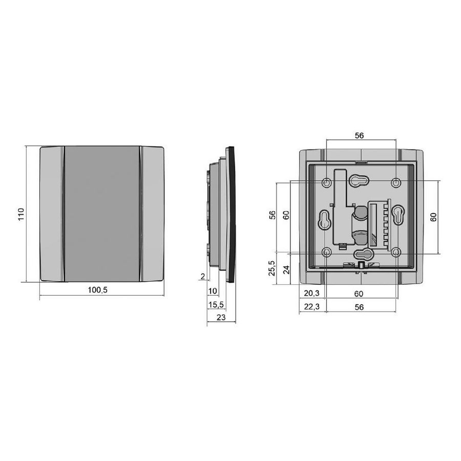 Modbus Ruimte RV en Temp opnemer 0…100proc. 0..50°C
