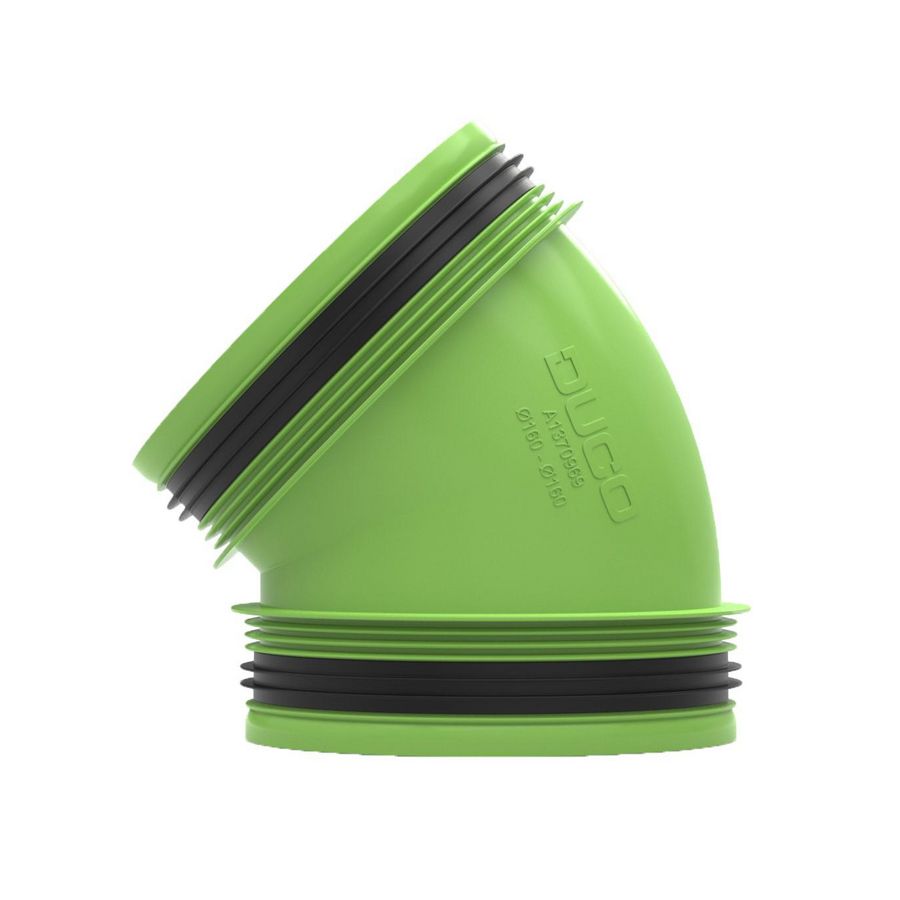 Aansluitstuk 45gr. met rubber diam. D160 / D160 (M/M) VVE=14