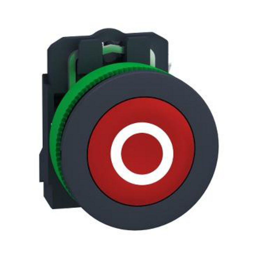 Flush mounted red Flush caps pushbutton whiteO" 1NC screw