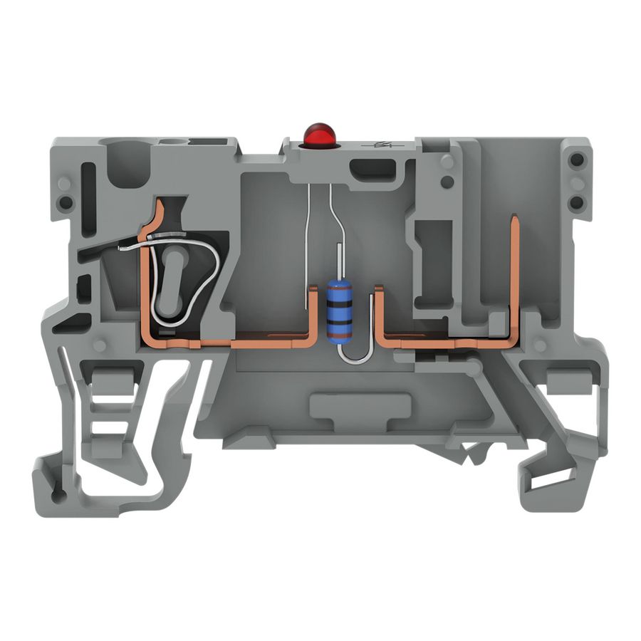1-draads/1-pins modulebasisklem LED rood DC 24V grij VVE=100