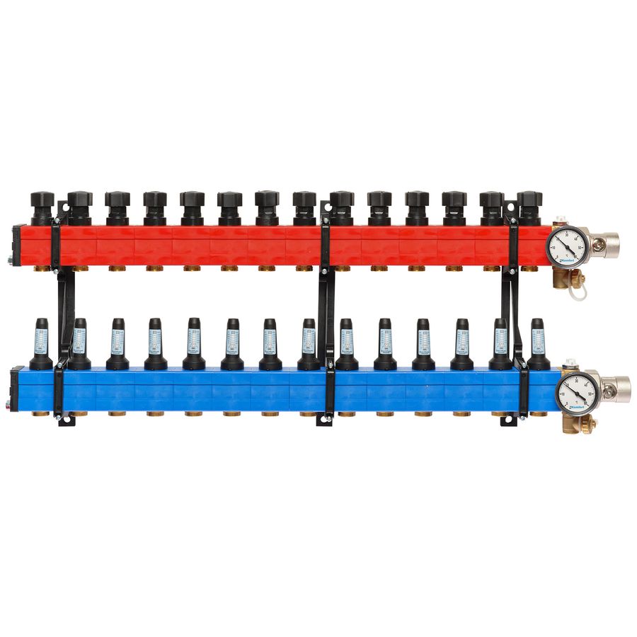 Vloerverwarmingsverdeler 4010 (zonder pomp) zijaansl. 10-145l/u 14-groeps