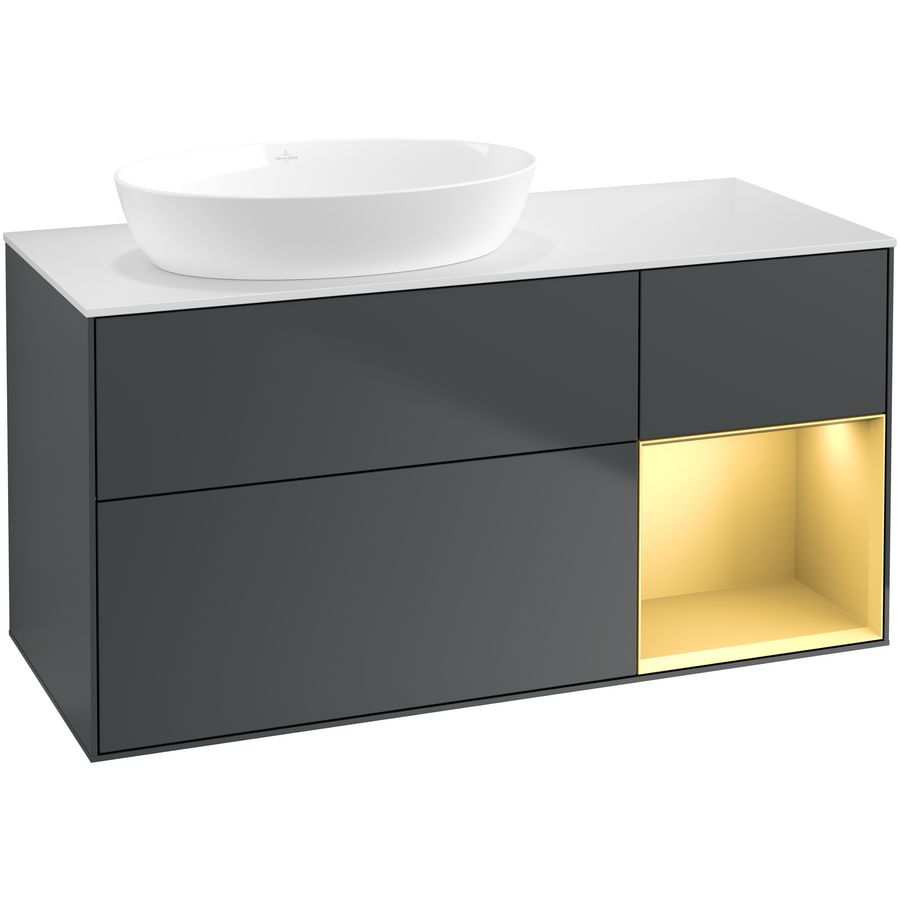 Wastafelonderkast Finion 1200x603x501mm Mid.Blue Matt Lacquer FA51HFHG