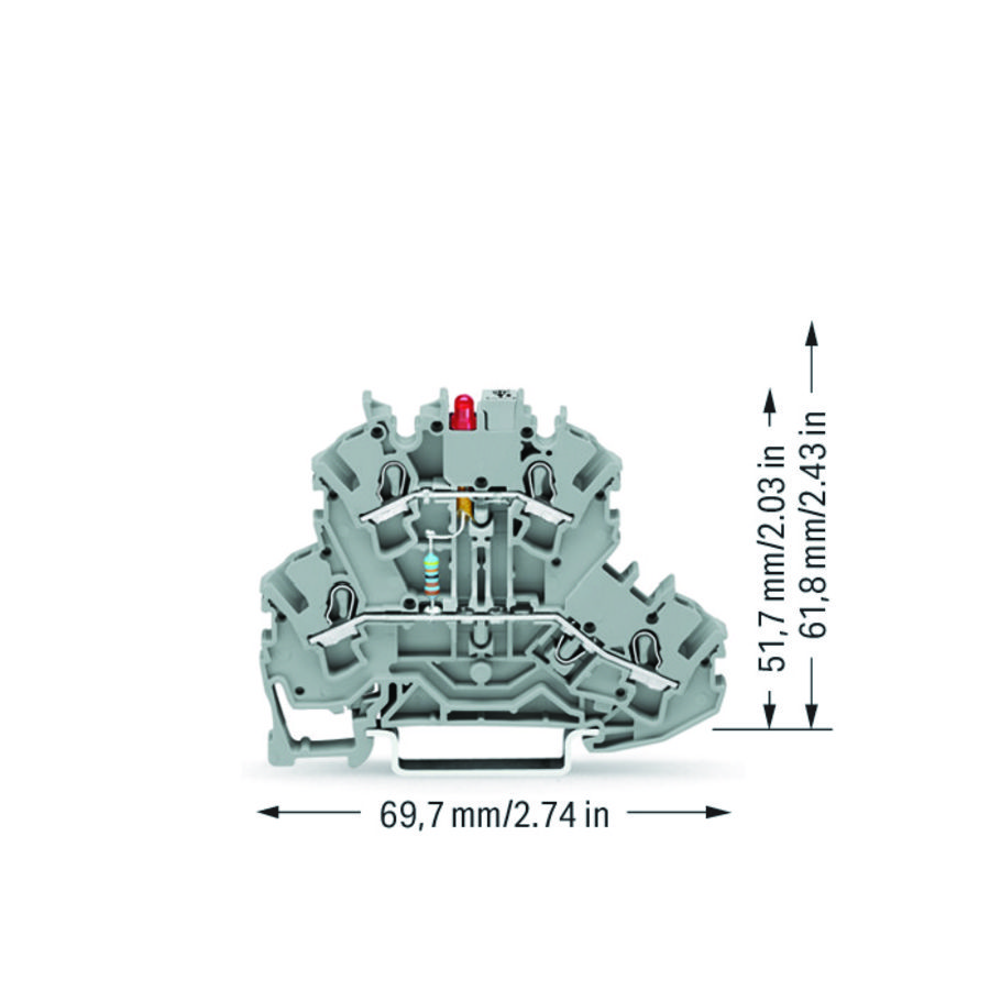 Moduleklem 2-etage LED rood grijs 2002-2221/1000-434 VVE=50