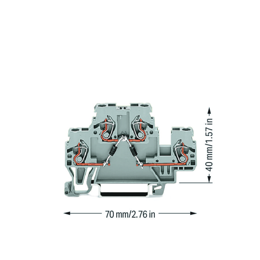Moduleklem 2-etage 2 dioden 1N4007 grijs VVE=50