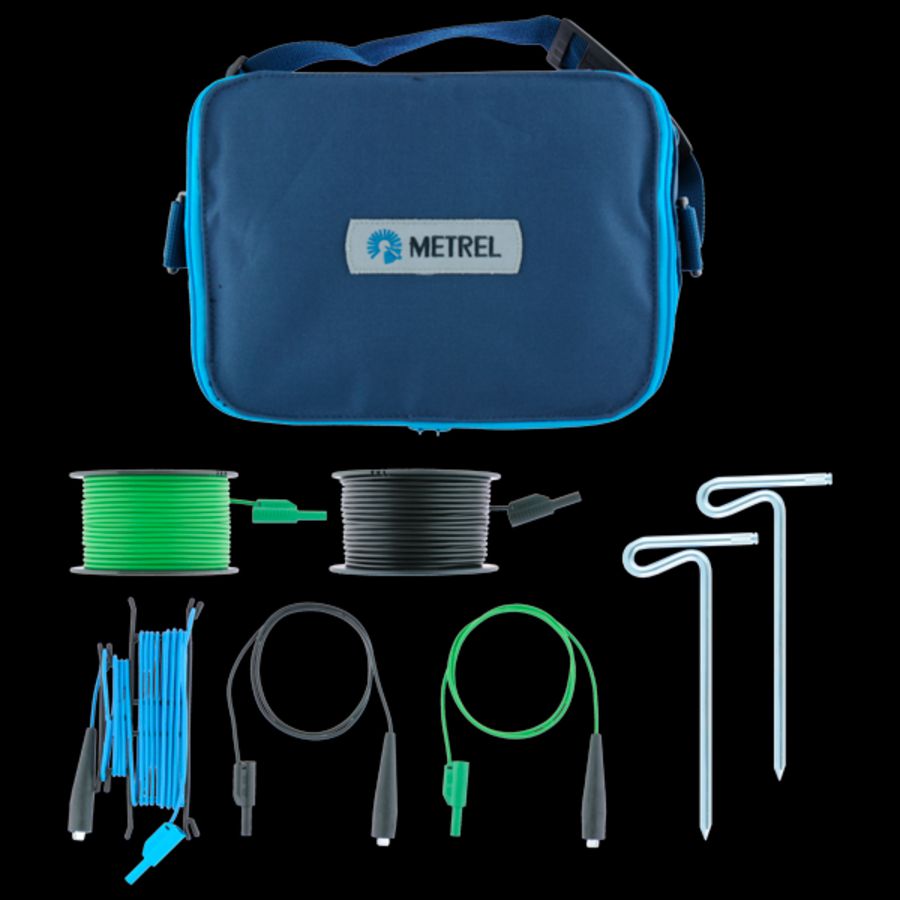 Aarding meetset tas 3 haspels 50m 2 aardpennen