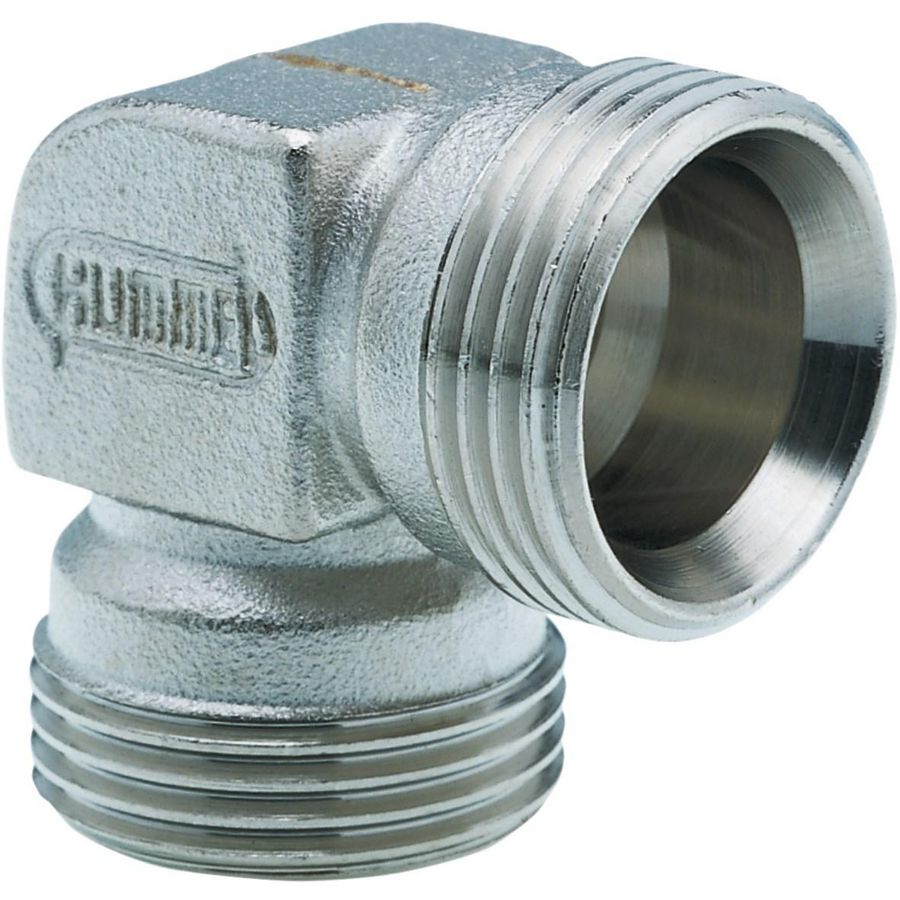 Knie 90° 3/4"bt. x 3/4"bt. 2x Euroconus messing vernikkeld