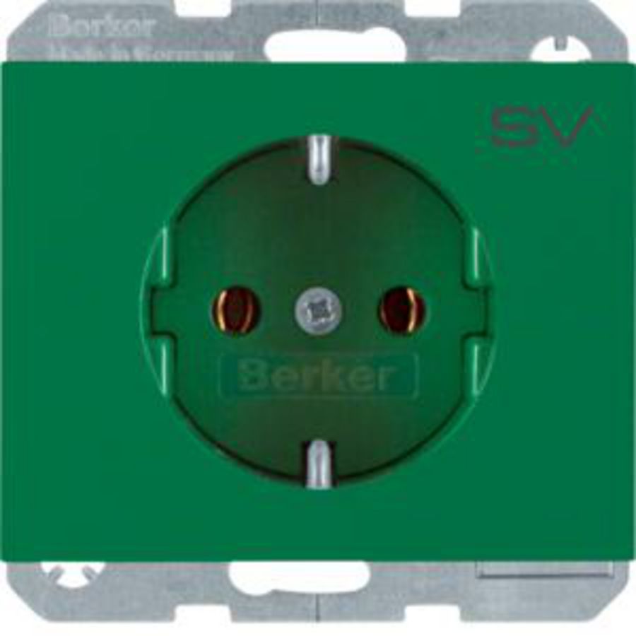 Wandcontactdoos opdruk SCHUKO groen glanzend K.1/K.5